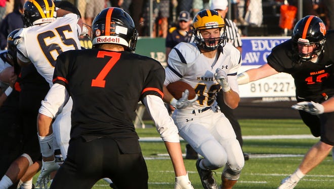 Tommy Lappin ran 13 times for 155 yards and caught a touchdown pass for Hartland in a 49-21 loss at Brighton.