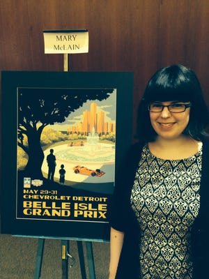 Mary McLain designed the winning poster for the Belle Isle Grand Prix.