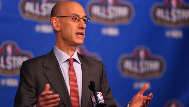 NBA commissioner Adam Silver speaks to the media during the Commissioner Press Conference at Smoothie King Center.