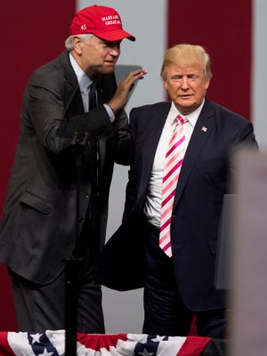 Luther Strange introduces President Donald Trump at the Luther Strange for senate rally at the Von Braun Center in Huntsville, Ala. on Friday September 22, 2017.