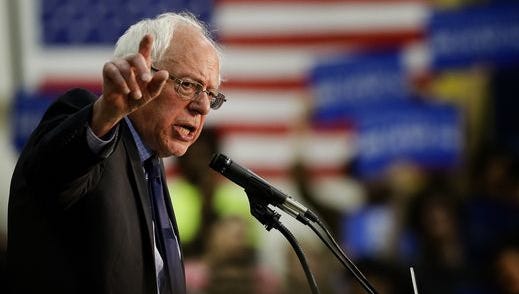 Democratic presidential candidate Bernie Sanders speaks at a rally at Purdue University on April 27, 2016.