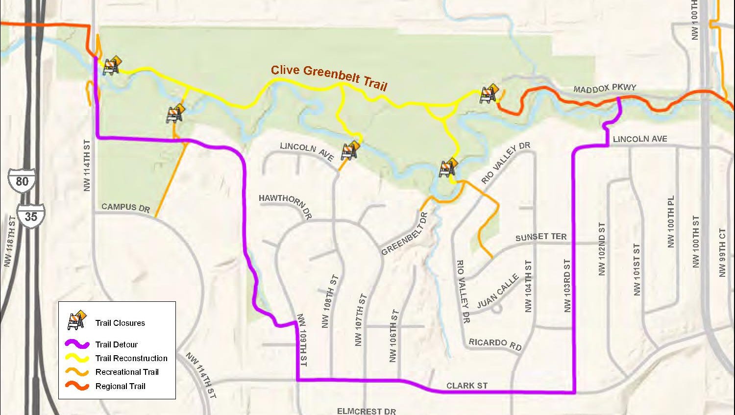 Clive Greenbelt Trail Map Clive Greenbelt Trail Closes For Realignment