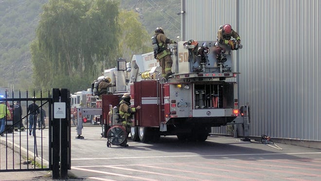 Phoenix firefighters battled a warehouse fire on Jan. 11, 2017, in north Phoenix.
