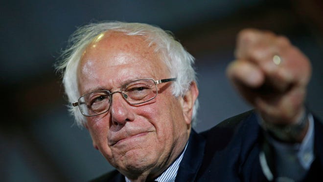 Democratic presidential candidate Sen. Bernie Sanders, I-Vt., speaks at a rally Tuesday in Santa Monica, Calif.