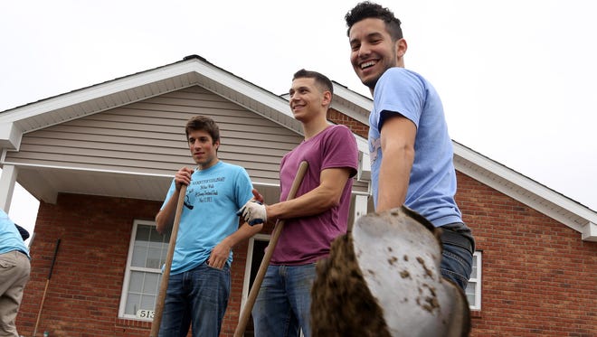 In 2014, Alex Bageris, Nicko Parks and his brother Drew Parks were part of the volunteers who came to work on a Habitat for Humanity home on Hartwell Street in Detroit during Make a Difference Day.
