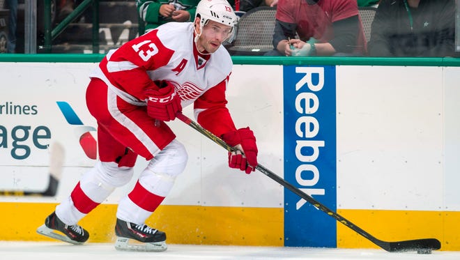 Red Wings center Pavel Datsyuk (13) skates against the Stars during the overtime period of the Wings' 3-2 win in overtime Monday in Dallas.