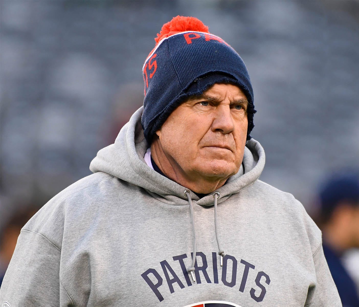 Nov 27, 2016; East Rutherford, NJ, USA; New England Patriots head coach Bill Belichick looks on prior to the game against the New York Jets at MetLife Stadium. Mandatory Credit: Robert Deutsch-USA TODAY Sports