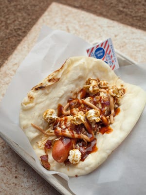 Short Leash Hot Dogs' "Bear Dog" combines classic ballpark flavors like peanut butter and Cracker Jacks.
