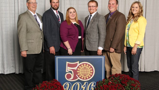 Agriculture students from Fox Valley Technical College earned honors at the 2016 World Dairy Expo in Madison. Pictured (left to right): Kevin Rauchholz, instructor, followed by students Adam Meinert, Macala Ellis, Zachary Reimer, Kelvin Arnold, and Cassandra Haen (assistant coach)