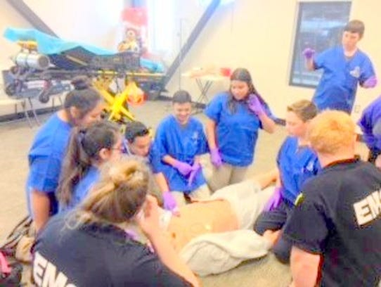 Students reenacted a medical emergency with members
