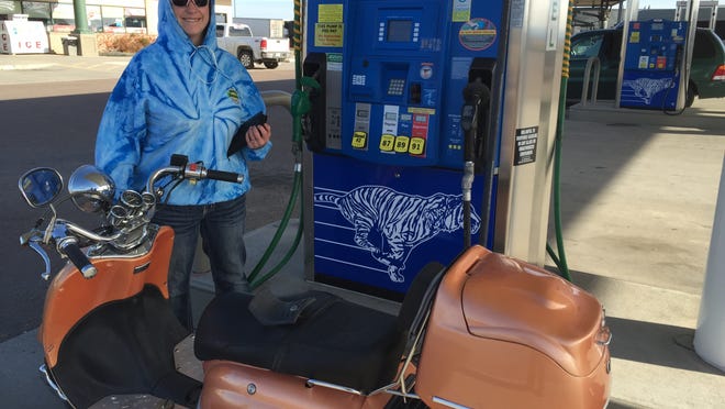 
Great Falls resident Shannon Nelson was pleased Wednesday that fuel prices at the Flying J Travel Plaza on Gore Hill had dropped below $3 a gallon. If prices keep dropping, she said, she will be able to drive her pickup truck more and her scooter less.
