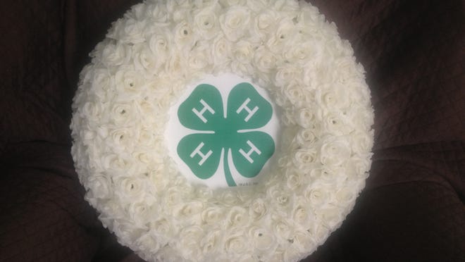 This wreath honored longtime Greenleaf 4-H Club Leader Frances Ellen Perry of Christiana, after her June 2013 death at age 91. The wreath was made by robin brown as a tribute from her, her brother Chris and sister Jo, all former club members.