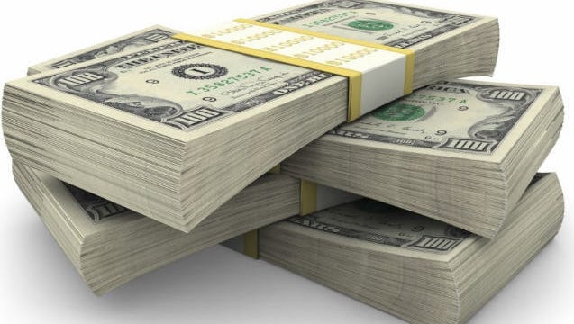 Illustration of stacks of money.