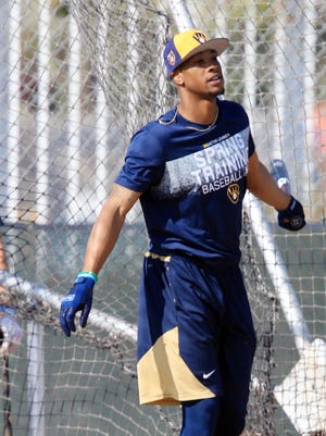 Keon Broxton will have to fight for his spot in a crowded Brewers outfield.