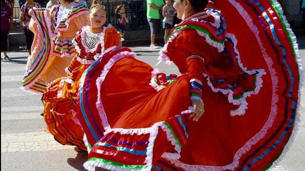 Hispanic dancers entertain the crowds at Ballinger's April 2019 Ethnic Festival. Every year, Ballinger celebrates cultures from around the world. September 15 - October 15 is Hispanic Heritage Month.