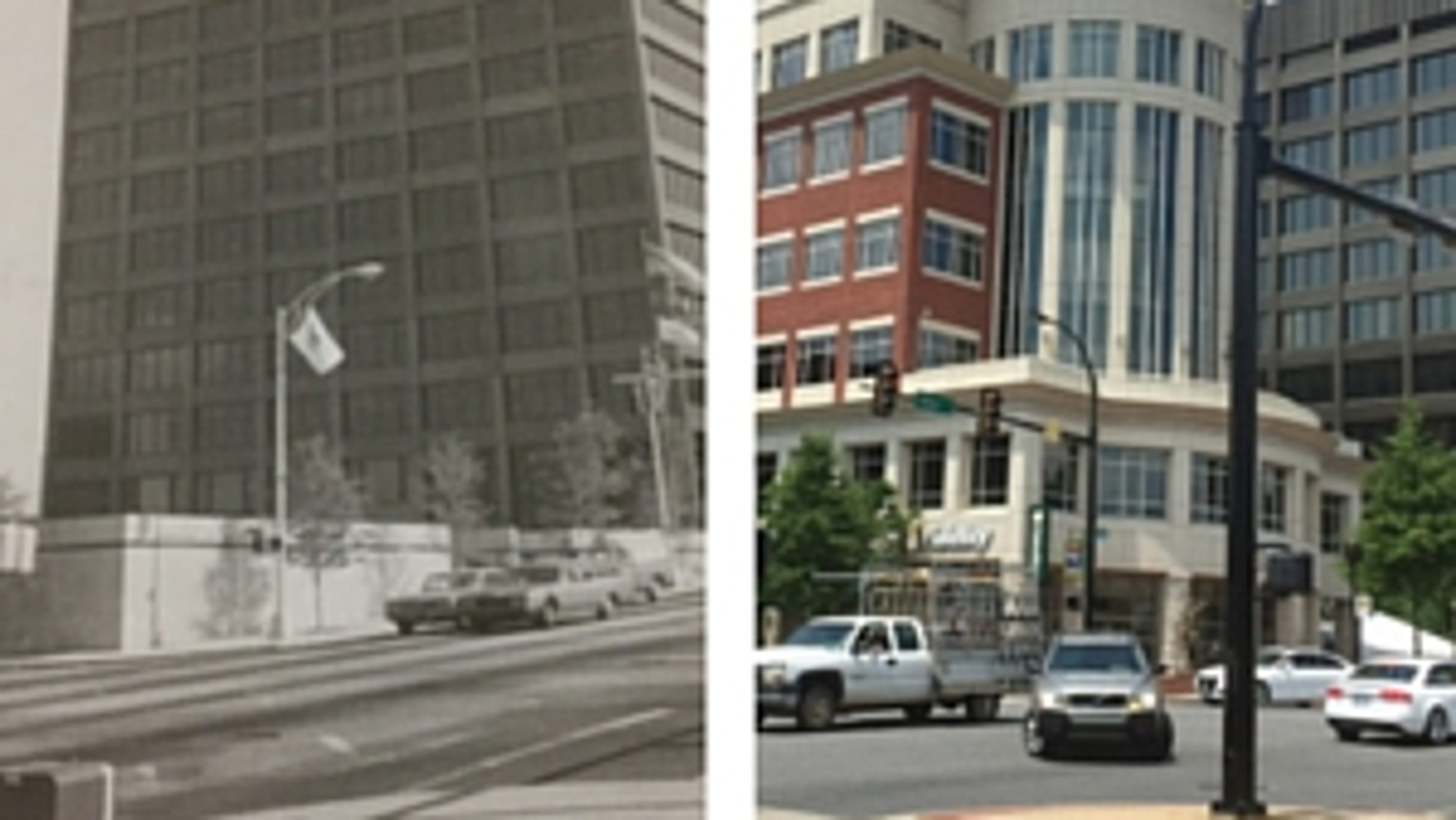 Then and Now Around The Greenville News building