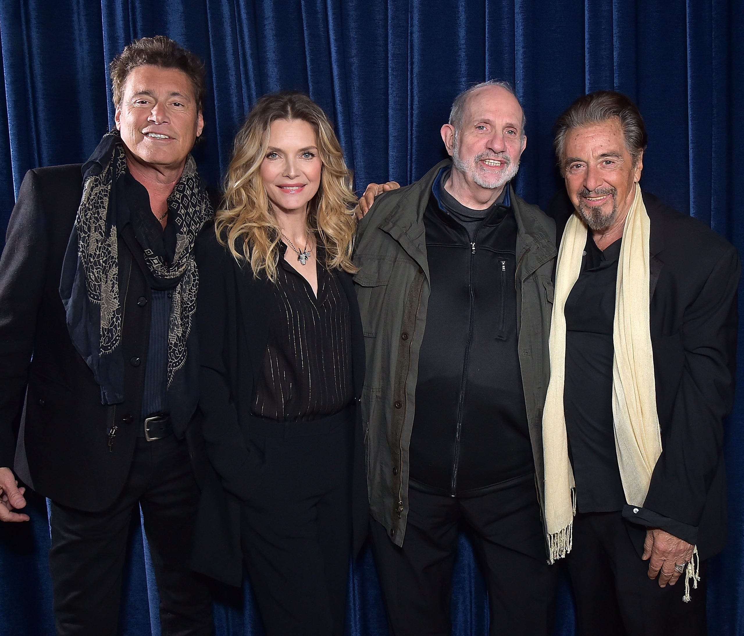 From left: Steven Bauer, Michelle Pfeiffer, Brian De Palma and Al Pacino attend the 