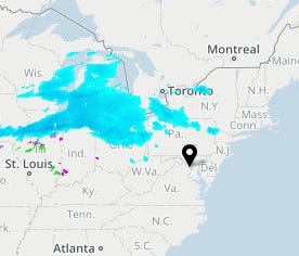 The USA TODAY Weather map shows a winter storm moving across the Great Lakes region on Friday, Feb. 9, 2018.