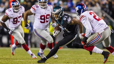 Jordan Matthews, shown making a catch against the Giants on Oct. 19, is the Eagles' leading receiver this season.