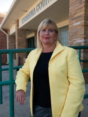 Tamyra Jarvis, director of corrections of the Escambia County Jail, poses for a photo outside the department's building on April 13, 2017, in Pensacola.