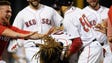 Sept 5: The Red Sox's Hanley Ramirez is mobbed after