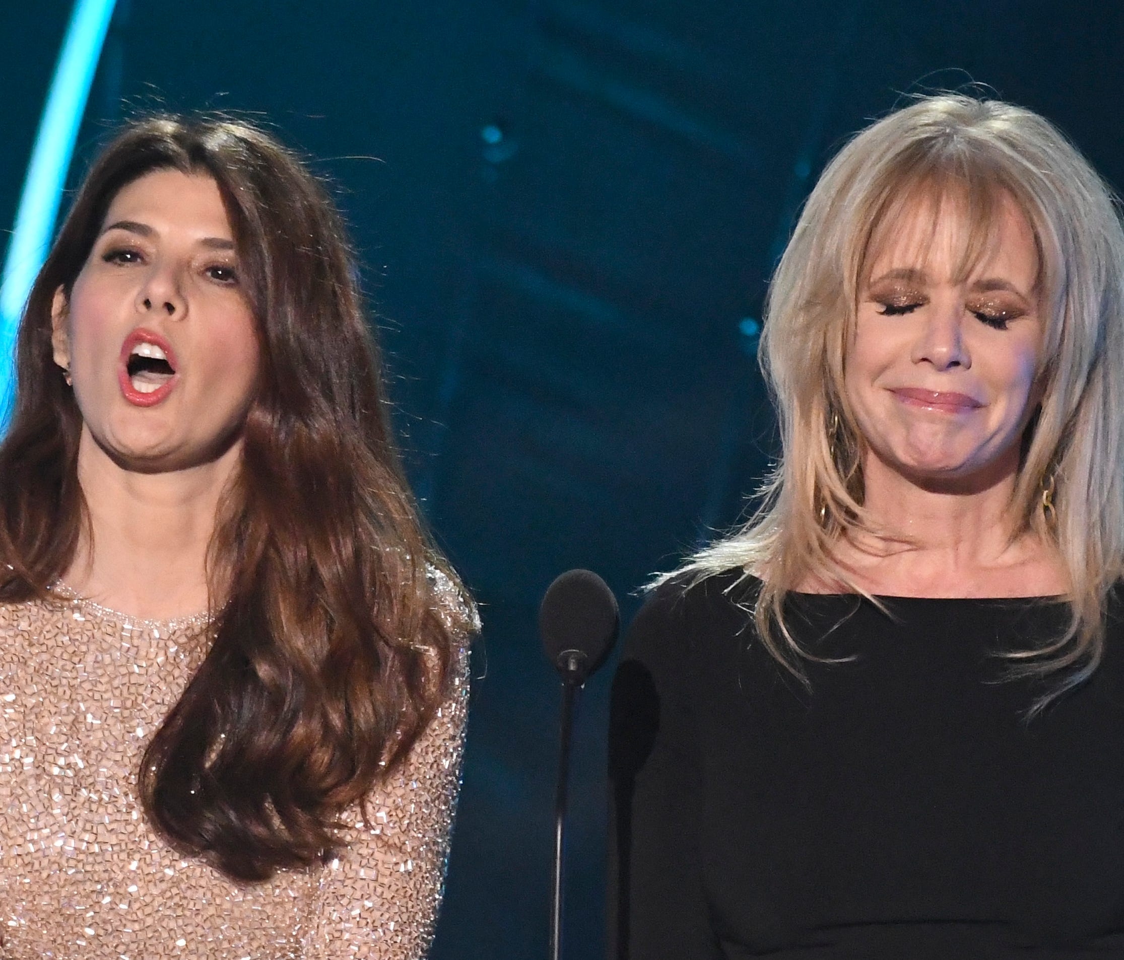 SAG presenters Marisa Tomei (left) and Rosanna Arquette paid emotional tribute to the women of the 'Me Too' movement.
