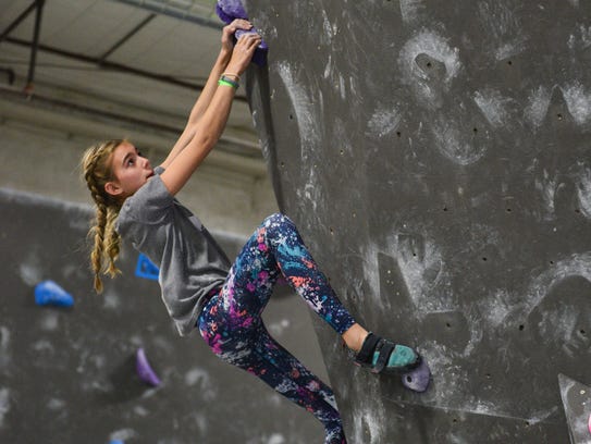 Climber Tesla Mitchell competes in the New Year’s Resolution