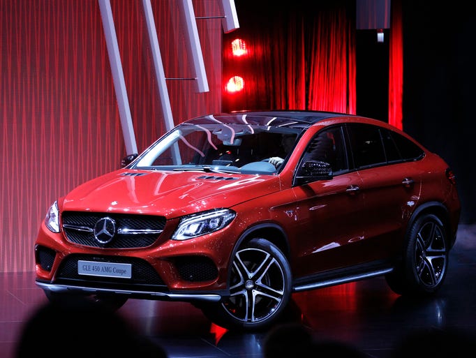The new Mercedes GLE 450 AMG Coupe is driven onto the