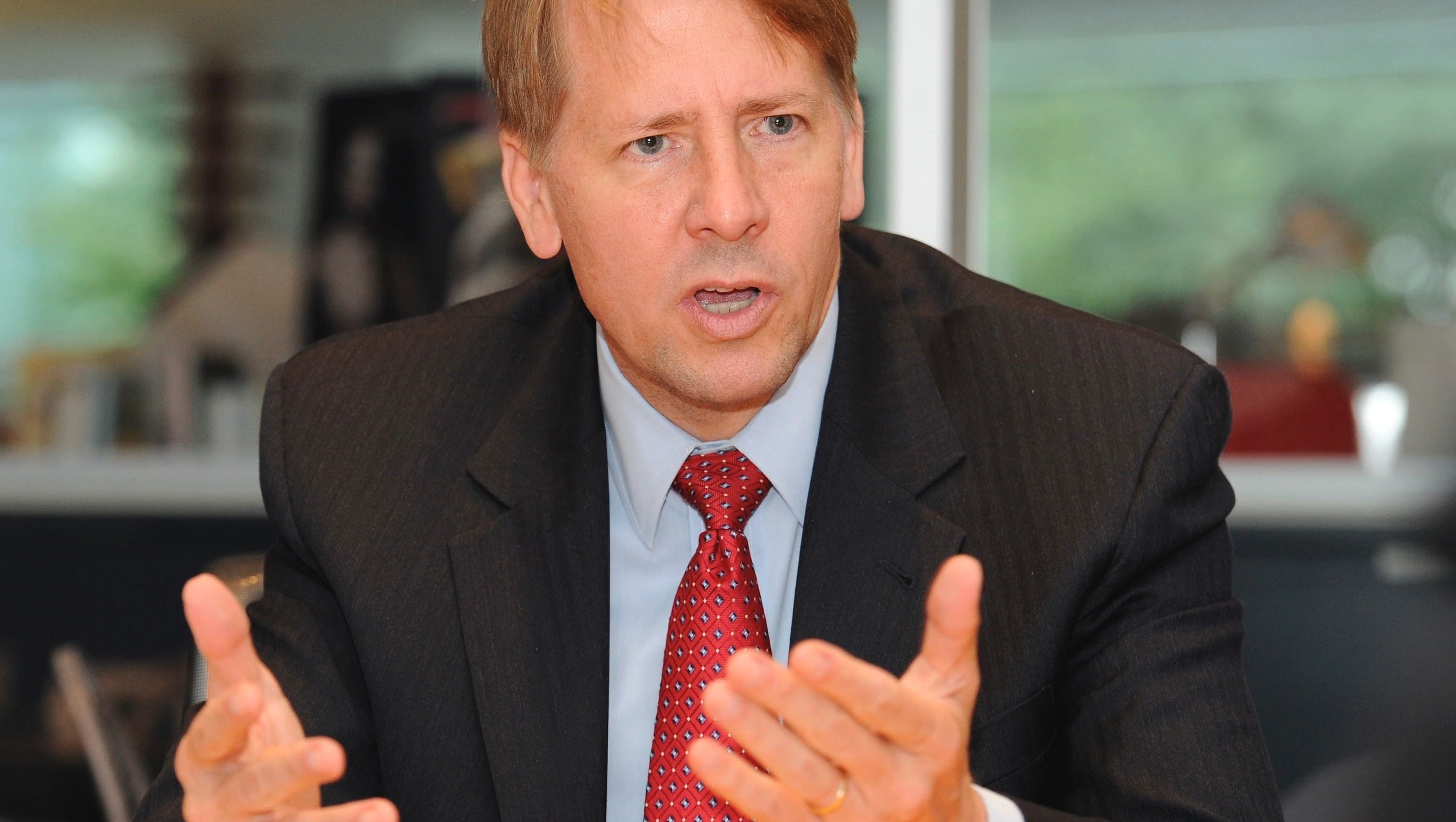 Richard Cordray, then the director of the Consumer Financial Protection Bureau, speaks with the USA TODAY Editorial Board in McLean, Va, in 2013.