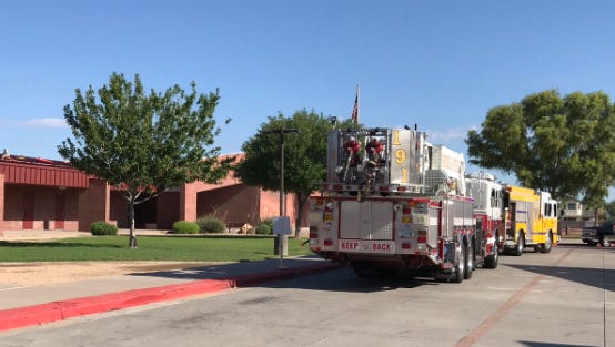 Santa Fe Elementary School in Peoria was evacuated after smoke was seen inside the school Aug. 14, 2017.