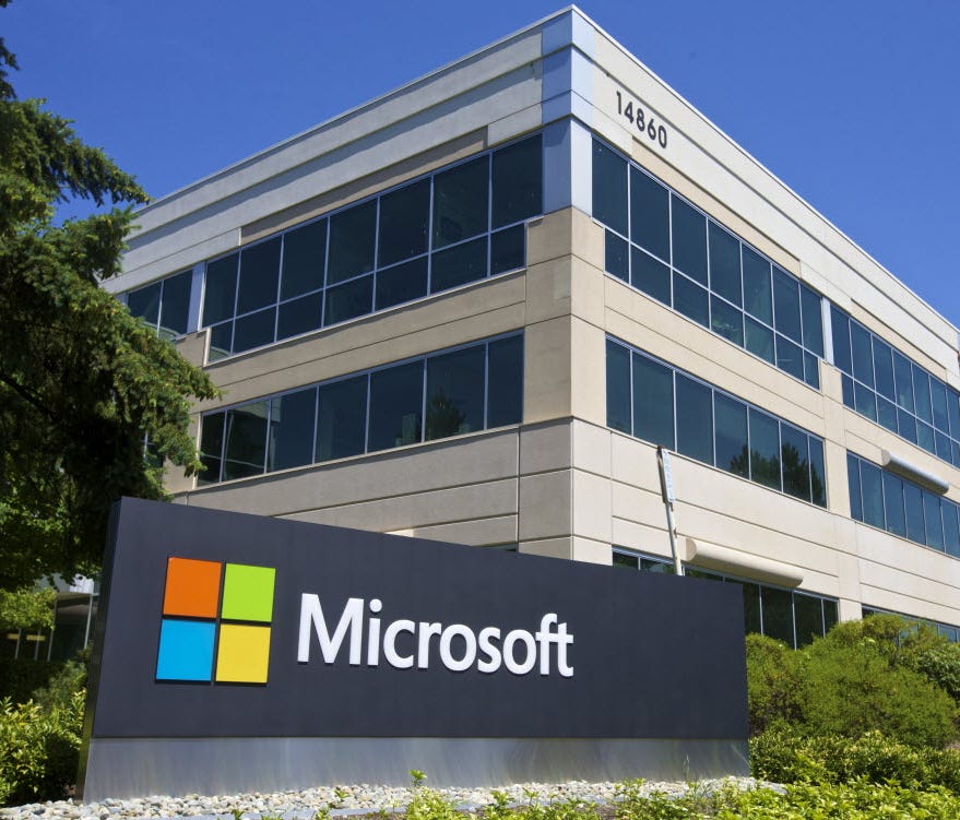 A building on the Microsoft Headquarters campus is pictured July 17, 2014, in Redmond, Wash.