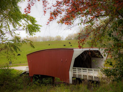 Cedar covered bridge in Madison County Monday, Oct.