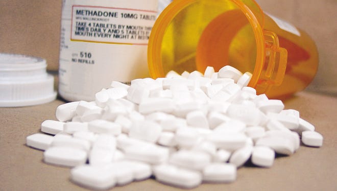 These methadone pills were seized by the Washington County Sheriff's Department during a 2009 investigation of a suspected drug dealer. Methadone is sometimes prescribed for pain and is often prescribed to recovering addicts to help wean them off of opiates such as heroin. Pictured is methadone seized from dealer.