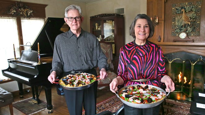 Great Hosts Sam and Mary Alice Wann are ready for a musical party in their Whitefish Bay home.