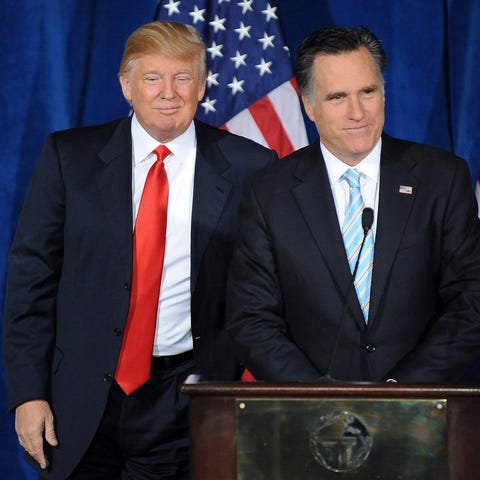 Donald Trump and Mitt Romney in Las Vegas in 2012.