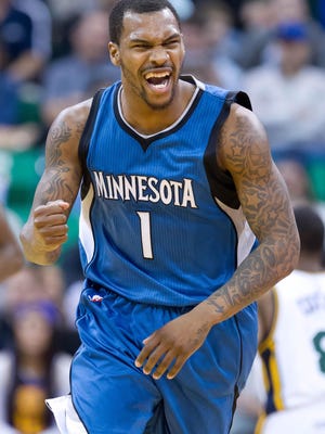 Then-Minnesota Timberwolves guard Sean Kilpatrick reacts during a game against Utah in March.