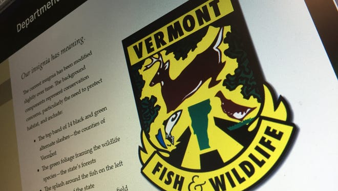 The insignia of the Vermont Fish & Wildlife Department is displayed on its webpage.