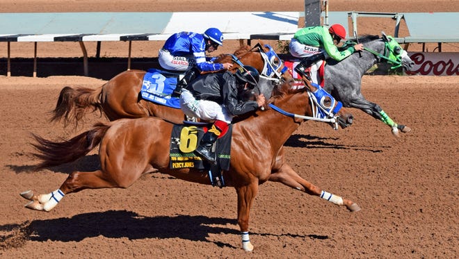 By By JJ Limited Partnership’s Running Dragan ran her record to four wins, including two futurity scores, from four starts with a solid victory in the $364,256 Mountain Top Futurity for New Mexico-breds on Saturday afternoon at Ruidoso Downs.