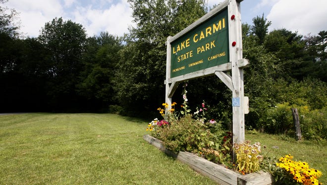 A sign marks the entrance to Lake Carmi State Park in Franklin in 2011.