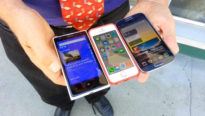 Nokia Lumia 1020 vs. iPhone 5s and Galaxy S4.