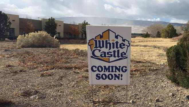This fake White Castle Coming Soon! sign is on Gateway and Prototype drives in south Reno.