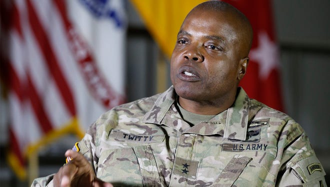 Maj. Gen. Stephen M. Twitty relinquishes command of Fort Bliss and the 1st Armored Division on Wednesday.