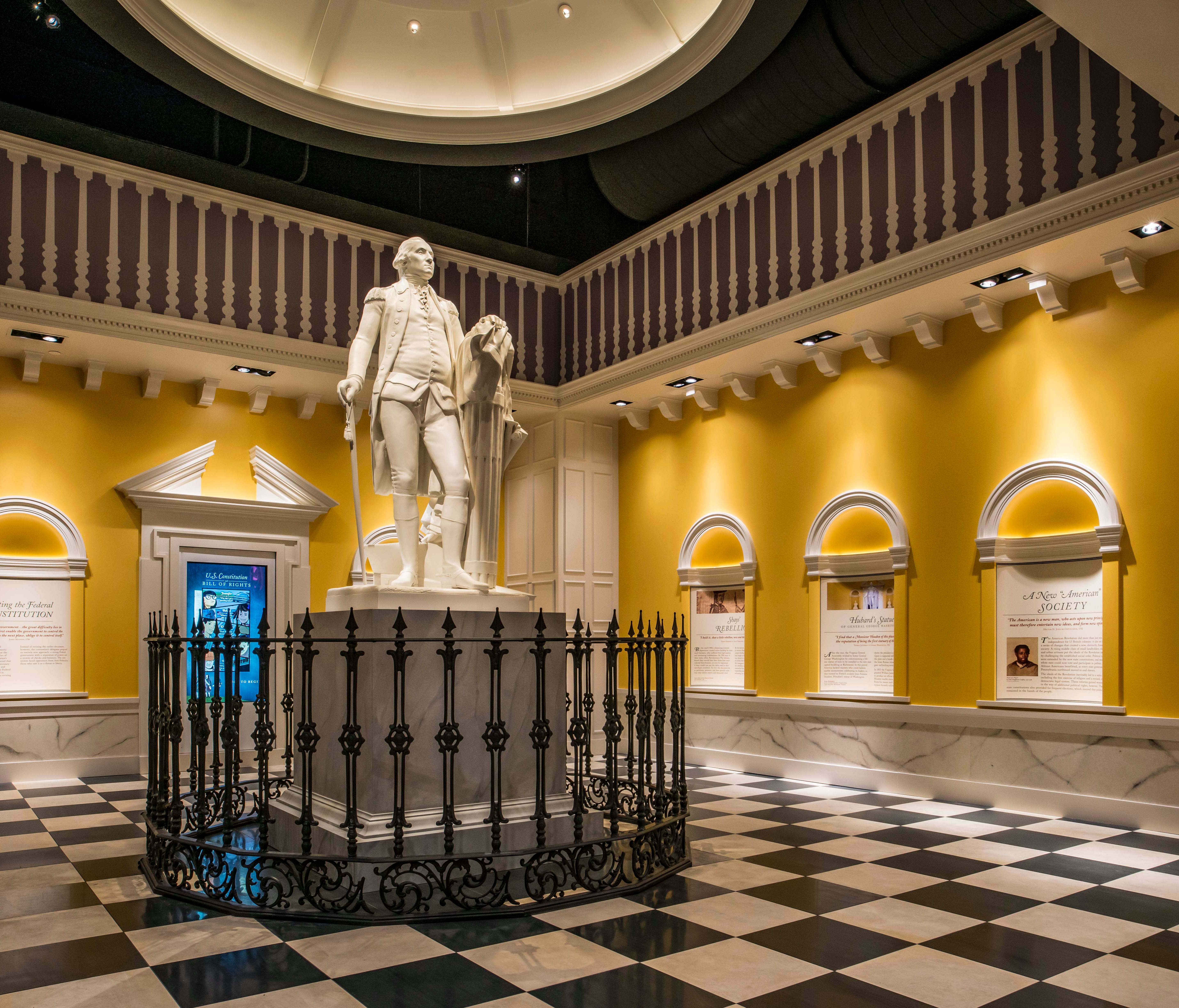 A statue of George Washington on display at the American Revolution Museum at Yorktown.