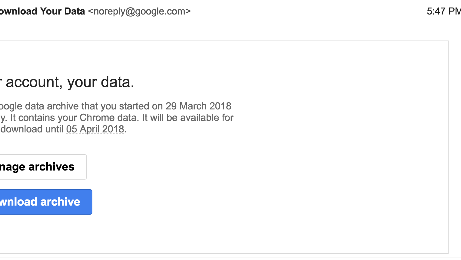 the download of my google data was even
