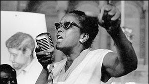 Ella Baker speaks outside the 1964 Democratic National Convention in Atlantic City.