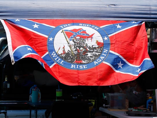 A Confederate flag is seen before practice at Daytona