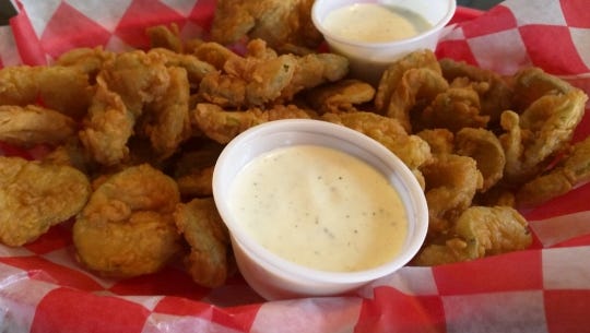 Coppola’s Bar and Grille's basket of frickles, dill pickle chips dipped in beer batter, deep fried and served with ranch sauce.