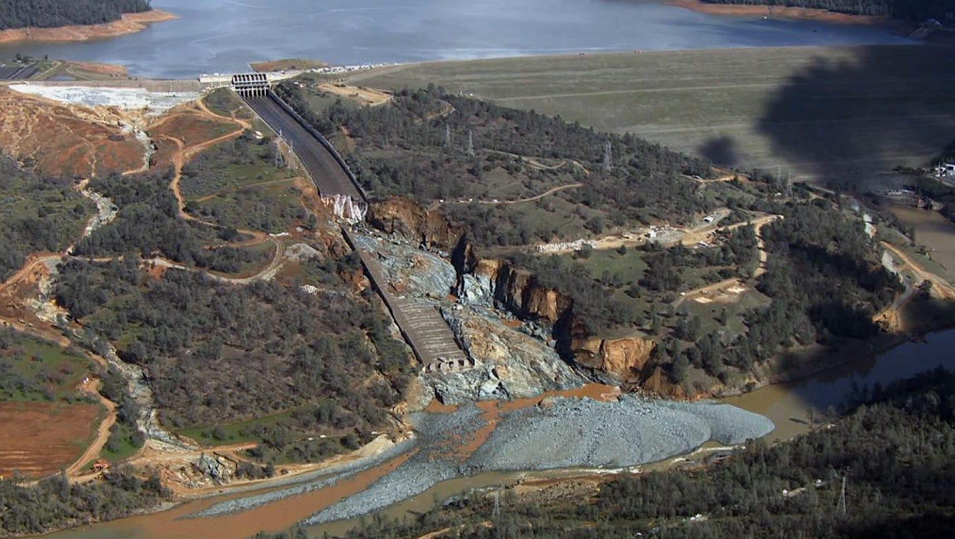 New aerial images of Oroville spillway show extent of damage