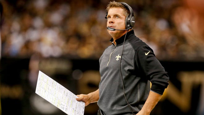 New Orleans Saints coach Sean Payton walks the sideline during a game against the Minnesota Vikings.