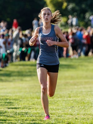 Pewaukee junior Zoe Goodmanson finishes third in the West Allis Hale Leighton Betz Invitational cross country meet at Greenfield Park on Friday, Sept. 1, 2017.